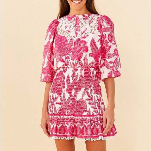 FARM Rio Pink and White Mini Dress - Picture 2 of 8